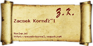 Zacsek Kornél névjegykártya